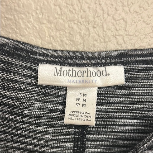 Black and Gray Striped Women's Maternity Top - Picture 2 of 7